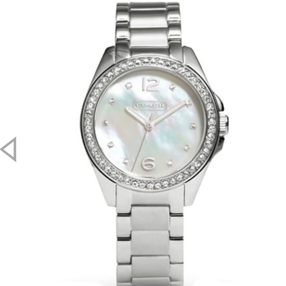 COACH TRISTEN WOMEN’S MOTHER OF PEARL STEEL DIAMOND WATCH Coach Ladies main image 4